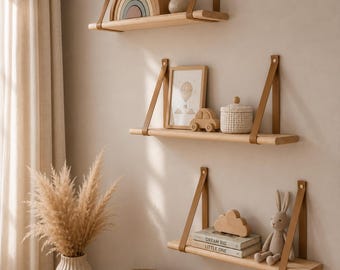 Floating Nursery Shelves, solid pine wood nursery decor