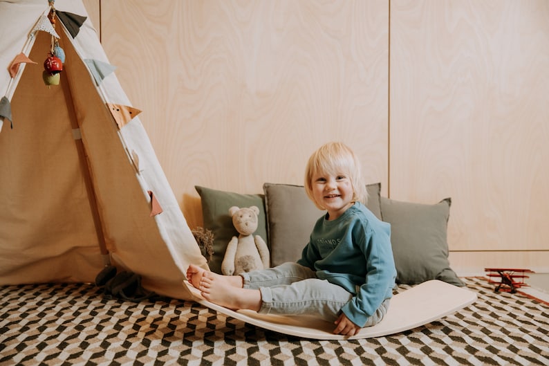 Balance board, Wood toy, Montessori toy, Rocking toy image 4