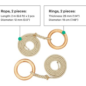 Gymnastic rings, Wooden rings, Rings with adjustable straps, Fitness rings, Exercise rings image 7