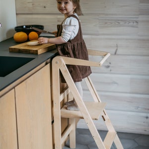 Échelle de cuisine pliable, escabeau pliable, escabeau, escabeau pour tout-petits, jouets Montessori Natural