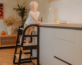 Transformable Kitchen Toddler Tower, Montessori Learning Step Stool & Table Set