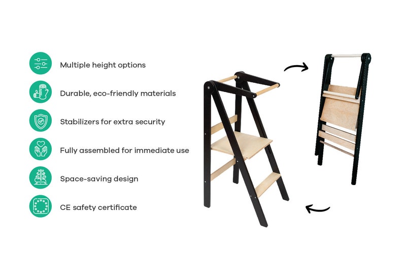 Échelle de cuisine pliable, escabeau pliable, escabeau, escabeau pour tout-petits, jouets Montessori image 2