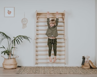 Climbing Triangle & Climber (Swedish) Wall, 2in1, Natural Wood