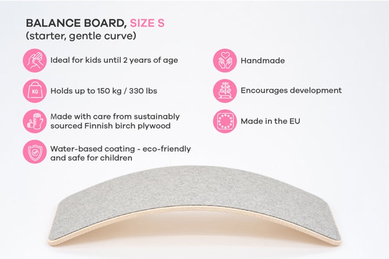 Balance board with Merino Wool FELT, Curvy board, Wooden curvy board, Activity board zdjęcie 9