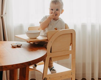 Transformable kitchen toddler tower and feeding chair combo