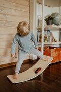 Natural Wooden Balance Board for Kids & Toddlers, Wobble Toy for Practicing,  Yoga Curvy Board,  | Size S/M and Felt/No Felt Bottom product logo