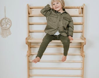 Climbing triangle with ramp that can be transformed into a Climbing Wall | Choose Color & Optional Ramp