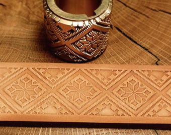 Rouleau de gaufrage en cuir en laiton. « Ornement ukrainien n° 2 » 30 mm.