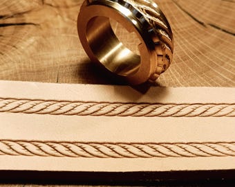 Rullo per goffratura in pelle e ottone. "Motivo a corda", larghezza 7 mm.