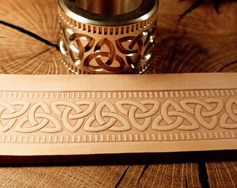 Rullo per goffratura in pelle e ottone. 'Motivo celtico n. 03', larghezza 2,5 cm.
