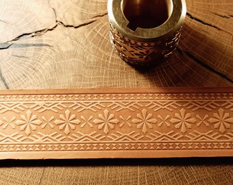 Brass Leather Embossing Roller. "Geometric Ethnic pattern #1", 32mm width.