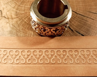 Brass Leather Embossing Roller: 16mm Seamless Pattern, 1" Shaft