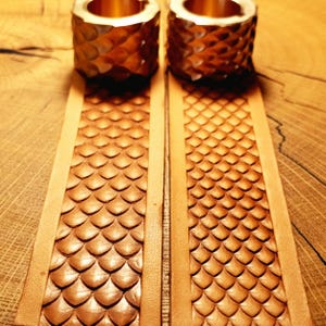 Brass Leather Embossing Rollers. "Dragon Scales #2", 27mm width.