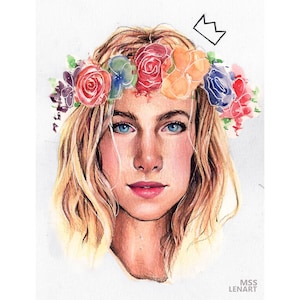 Retrato de comisión, dibujo de comisión, retrato personalizado pintado a mano, retrato coloreado