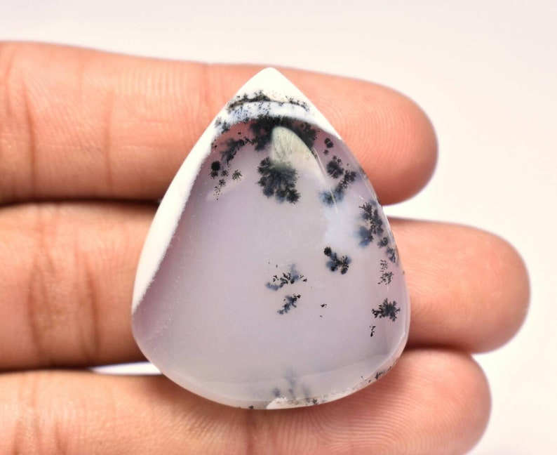 Beautifull Scenic Cabochon 37x30x7 MM Pear Cabochon #3804 Dendritic Opal 61 CTS