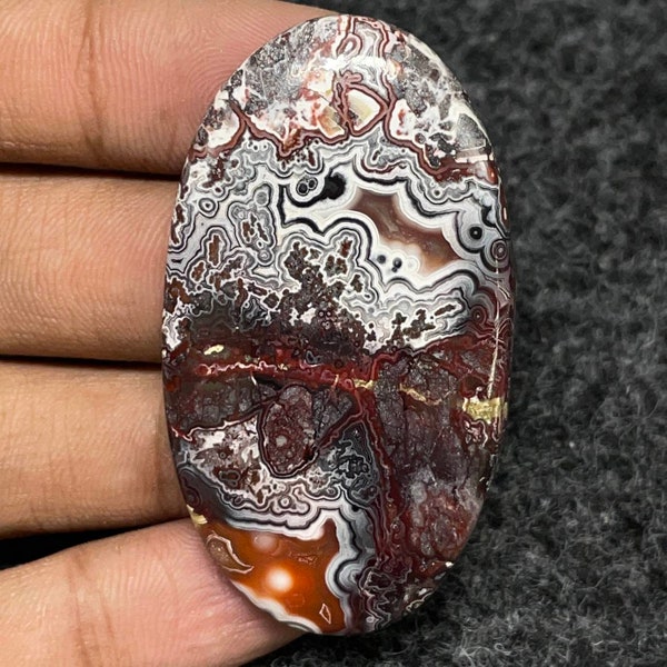 Mexican Crazy Lace Agate Oval Cabochon, 53x30x6 MM, 88 CTS, Beautiful Cabochon, 6382