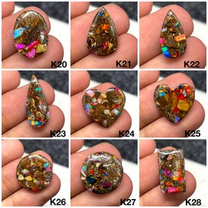 Boulder opal cabochon med aura opal inlägg, australisk boulder opal cabochon, vänligen välj från ovan...
