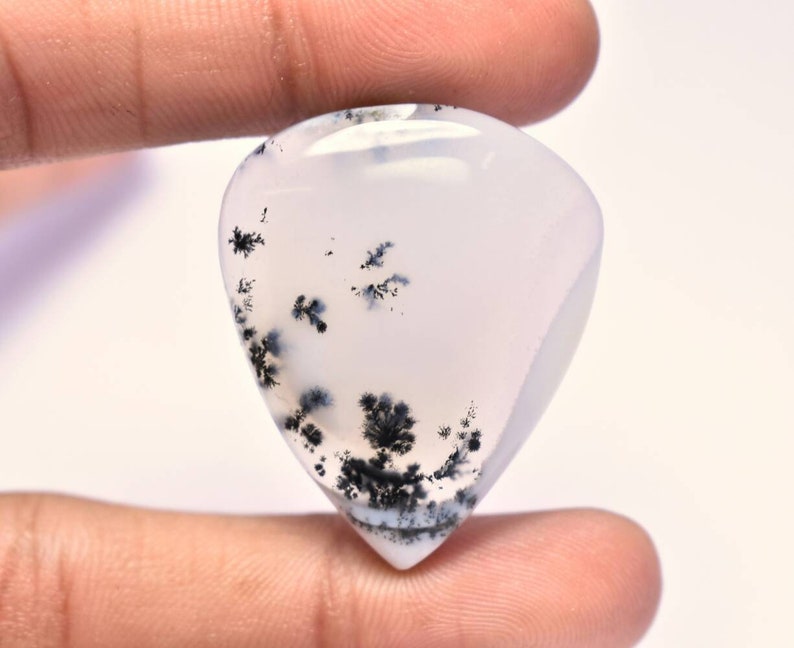 Beautifull Scenic Cabochon 37x30x7 MM Pear Cabochon #3804 Dendritic Opal 61 CTS