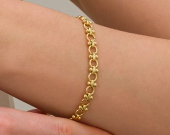 Bracciale a catena in oro da donna, bracciale riempito in oro 18 carati, bracciale impilabile in oro