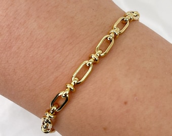 18KGold filled Bracelet, Oval chain bracelet, gold bracelet for women
