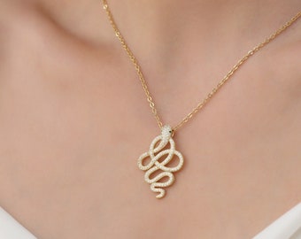 Gold snake pendant necklace, gothic animal necklace for women