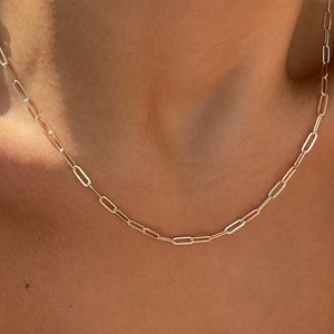 18k Gold filled paperclip chain necklace, minimalist layering necklace, link chain necklace for women