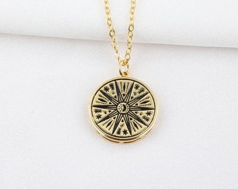 Gold sun necklace, gold filled sun pendant necklace for women