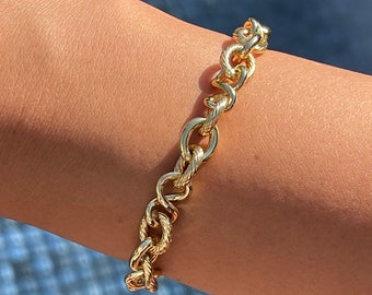 18K guld Chunky armband, guldfyllt stapelarmband, statement-armband för kvinnor