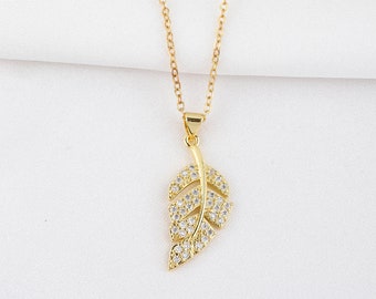 Gold filled leaf necklace, leaf pendant necklace for women, minimalist necklace ,gift for her