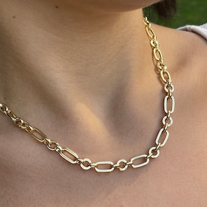 Gold link chain necklace, gold layering necklace for women, thick chain necklace