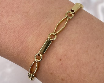 Gold mixed chain bracelet, 18k gold filled bracelet for women, waterproof jewellery