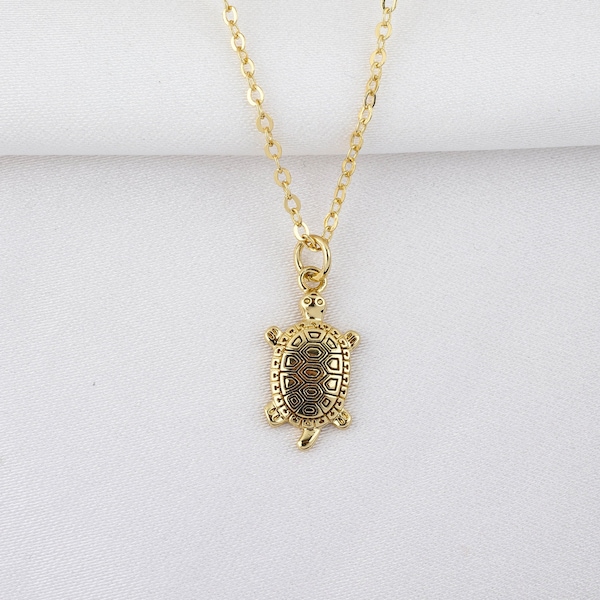 Collier de tortue délicat, collier pendentif tortue rempli d’or pour femmes, cadeau pour ami