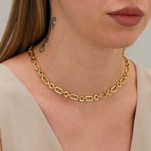 Gold chain necklace, 18K gold filled link chain necklace for women, everyday necklace