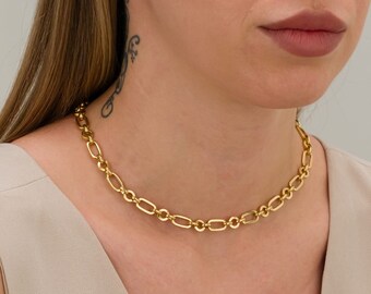 セリーヌ ネックレス、18K ゴールドフィルド、キュービックジルコニア 