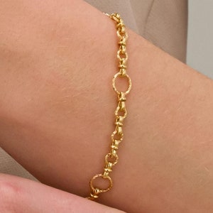 18k gold filled bracelet, gold link chain bracelet for women, 18K minimalist gold chain bracelet