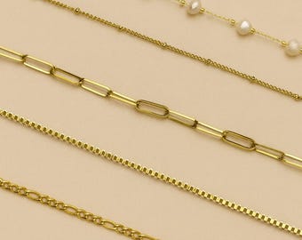 Gold chain necklace, Non tarnish waterproof layering necklace, minimalist everyday necklace for women