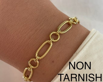 Bracelet chaîne gold filled pour femme, bracelet imperméable qui ne ternit pas, bracelet superposable pour tous les jours