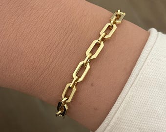 18k gold filled bracelet, gold link chain bracelet for women, stacking bracelet
