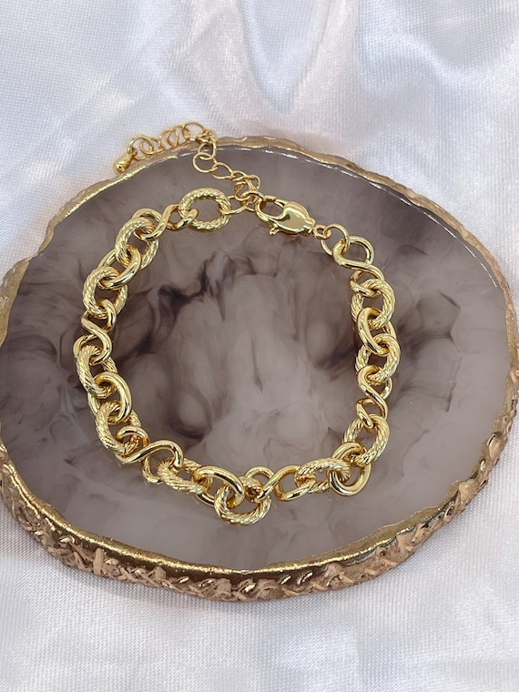 Bracciale Rigido Riempito In Oro 18k Con Palline In Oro Massiccio - Foto 4