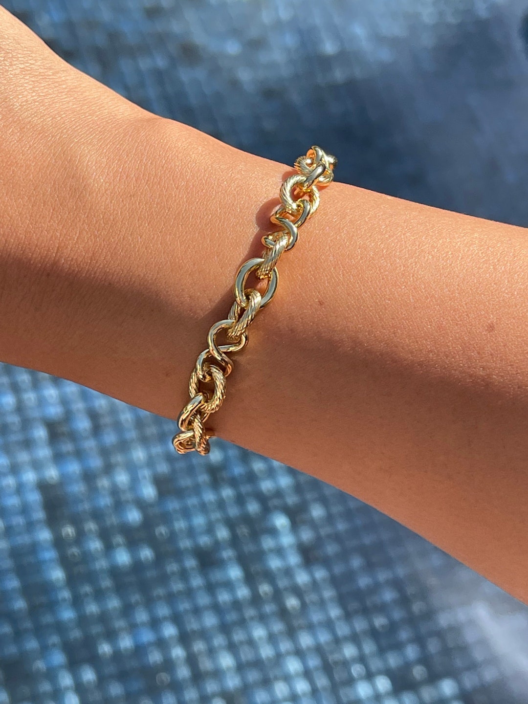 18K Gold Chunky Bracelet,gold Filled Stacking Bracelet, Statement — free download