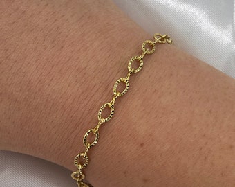 Bracelet à chaîne scintillante en or, bracelet brillant rempli d’or 18 carats, bracelet empilable en or pour femmes