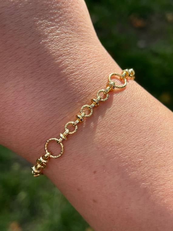 18K Gold Carabiner Bracelet- 8mm Women's