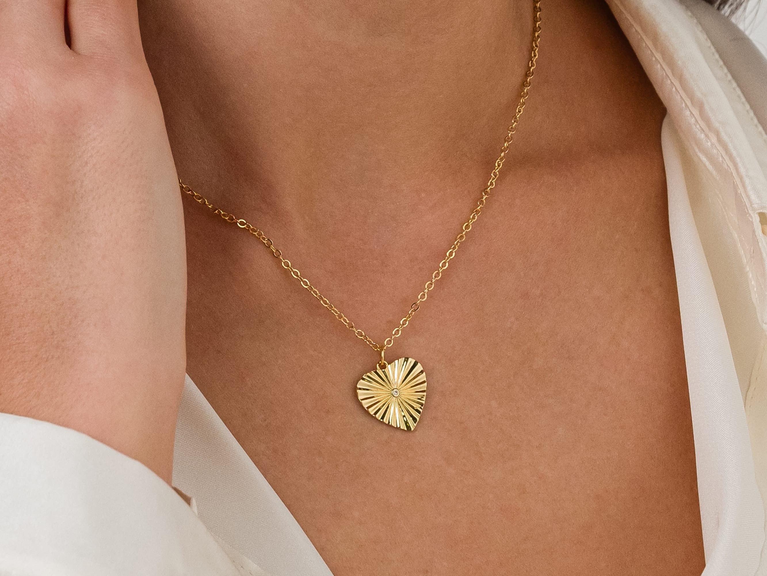 【SOFT SEOUL】 soft heart necklace gold Gold Heart Necklace, Gold Filled Sunburst Pendant Necklace