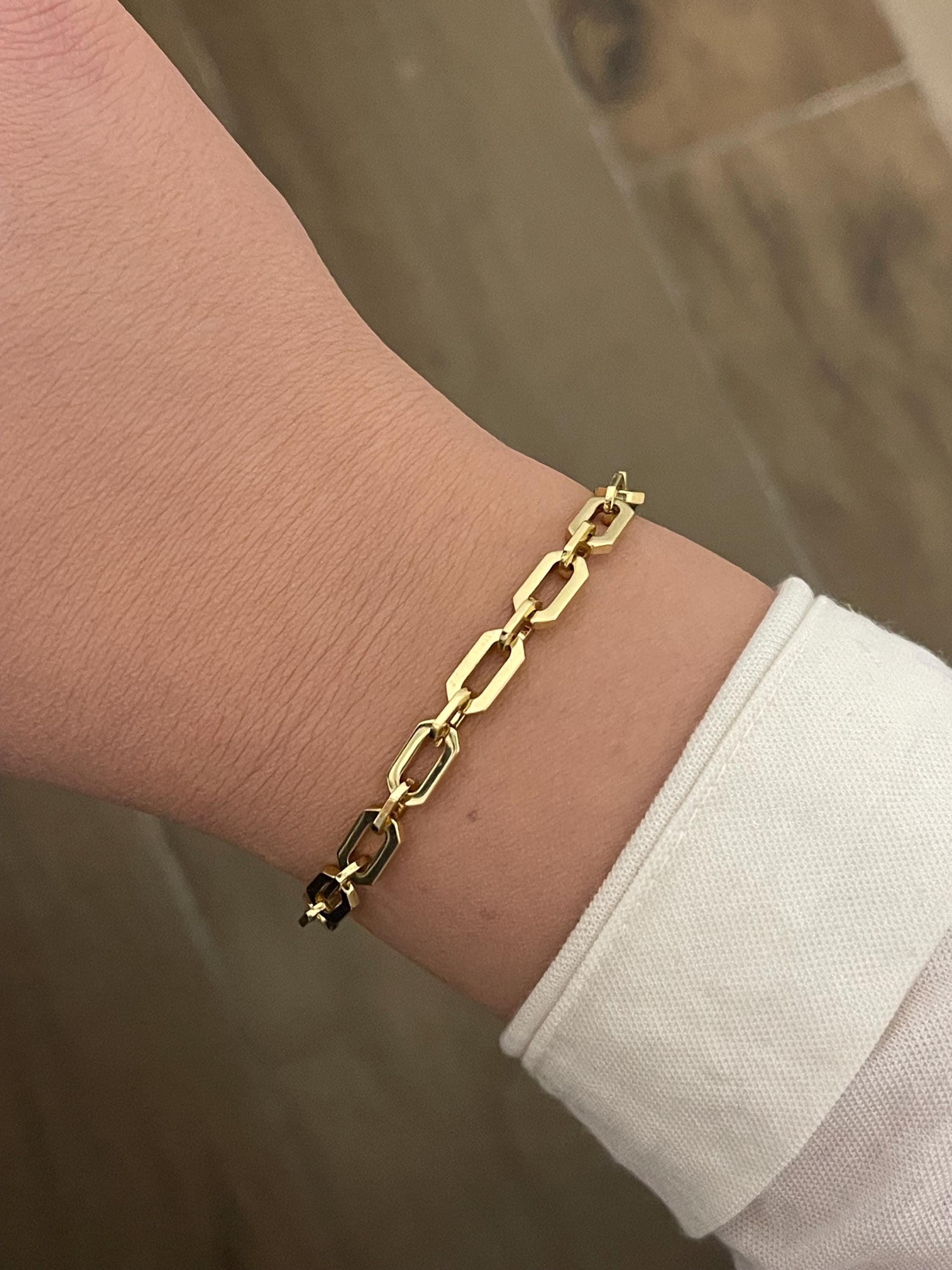 thick flat & oval chain bracelet 約23cm thick flat & oval chain bracelet 約23cm thick flat & oval