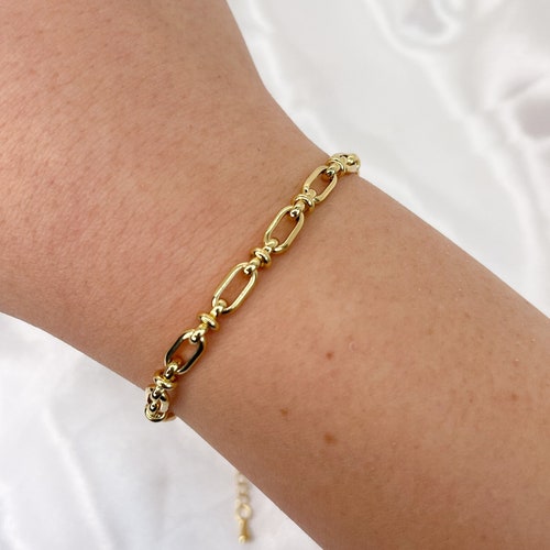 アクセサリー CHAIN BRACELET-GOLD Women's 18kgold Filled Bracelet, Oval Chain Bracelet, Gold Bracelet for