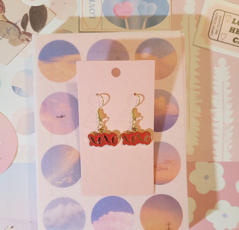 Red and Gold Xoxo Love Earrings Etsy