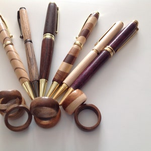 stylos en bois et bagues boisées tournées à la main stylos et bagues bonne sélection d’essences de bois à choisir et votre taille de bague