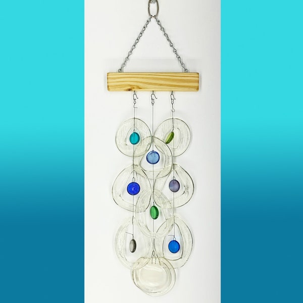 Spiraling Bottle Base Sea Glass Wind Chime