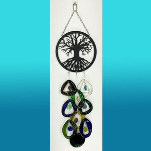 Tree of Life, Recycled Wine Bottle, Wind Chime, wedding gift, unique couple, entryway decor, wall hanging, mothers gift, handmade