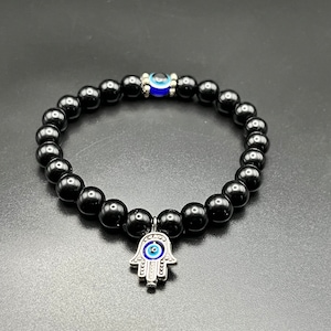 Evil Eye~ Onyx Gemstone~ Spiritual Bracelet~ Protection~8mm